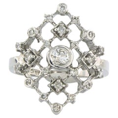Cocktail ring with brilliant cut diamonds up to 0.14ct 10k gold 4.7 grams