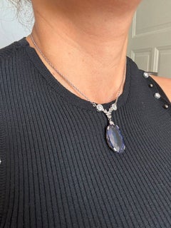 Choker with sapphire and old mine and rose cut diamonds up to 2.10ct platinum
