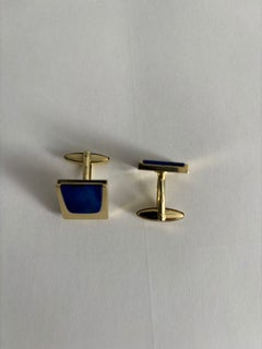 Cuflinks with lapis lazuli 14k yellow gold 13.7 grams