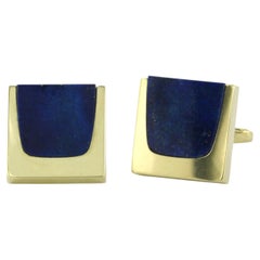 Cuflinks with lapis lazuli 14k yellow gold 13.7 grams