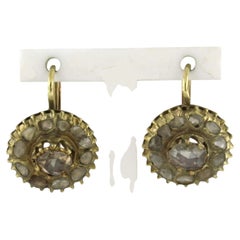 VICTORIAn earrings with rose cut diamonds up to 0.60ct 14k gold 6.5 grams