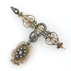 Victorian brooch with pearls 6.3 grams 14k gold and silver