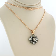 Necklace and pendant with old mine and rose cut diamonds up to 1.20ct 14k gold