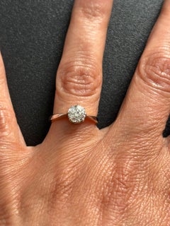 ART NOUVEAU Ring with old mine cut diamond up to 1.00ct 14k gold