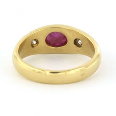 Ring with ruby and brilliant cut diamonds up to 0.20ct 18k gold 5.6 grams