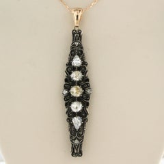 Necklace and pendant with rose cut diamond up to0.80ct 14k pink gold and silver