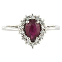 Ring with ruby up to 0.90ct and brilliant cut diamonds up to 0.24ct 18k gold