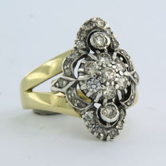 Victorian ring with diamonds up to 0.75ct 14k gold and silver