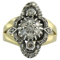 Victorian ring with diamonds up to 0.75ct 14k gold and silver