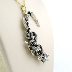 Victorian pendant with rose cut diamonds and necklace 14k gold and silver