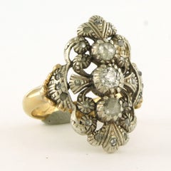 Bague victorienne avec diamants de taille ancienne et de taille rose jusqu'à 0,50 ct Or 14k, argent