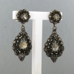Orecchini in stile VITTORIANO con diamanti a taglio rosa fino a 0,30 ct, oro 14k, argento, 7,9 grammi