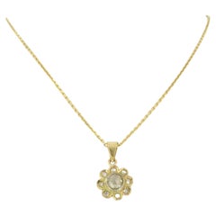 Necklace and pendant with rose cut diamonds up to 0.50ct 18k gold 3.0 grams