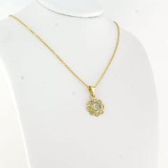Necklace and pendant with rose cut diamonds up to 0.50ct 18k gold 3.0 grams
