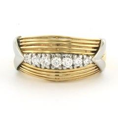 RETRO ring with brilliant cut diamonds up to 0.25ct 18k gold 7.4 grams
