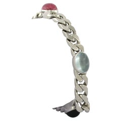 Bracciale con granato, tormalina, acquamarina e ametista, in oro 18 carati, 41,9 grammi