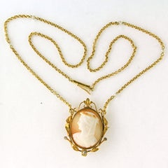 VICTORIAN necklace with cameo and pearl 18k necklace gold 13.0 grams
