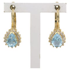 Earrings with topaz and brilliant cut diamonds up to 0.32ct 18k gold 4.2 grams