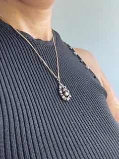Victorian pendant with rose cut diamonds up to 0.25ct and necklace 14k gold