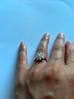 Ring with marquise and brilliant cut diamonds up to 0.75ct 18k gold 4.0 grams