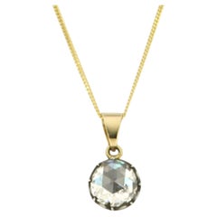 Necklace and pendant with rose cut diamond up to 1.20ct 14k gold and silver