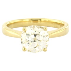 Solitaire ring with old mine cut diamond up to 2.35ct 18k yellow gold