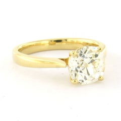 Solitaire ring with old mine cut diamond up to 2.35ct 18k yellow gold