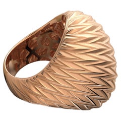 Bague dôme en or rose 18 carats fabriquée en Italie, bijouterie d'art italienne