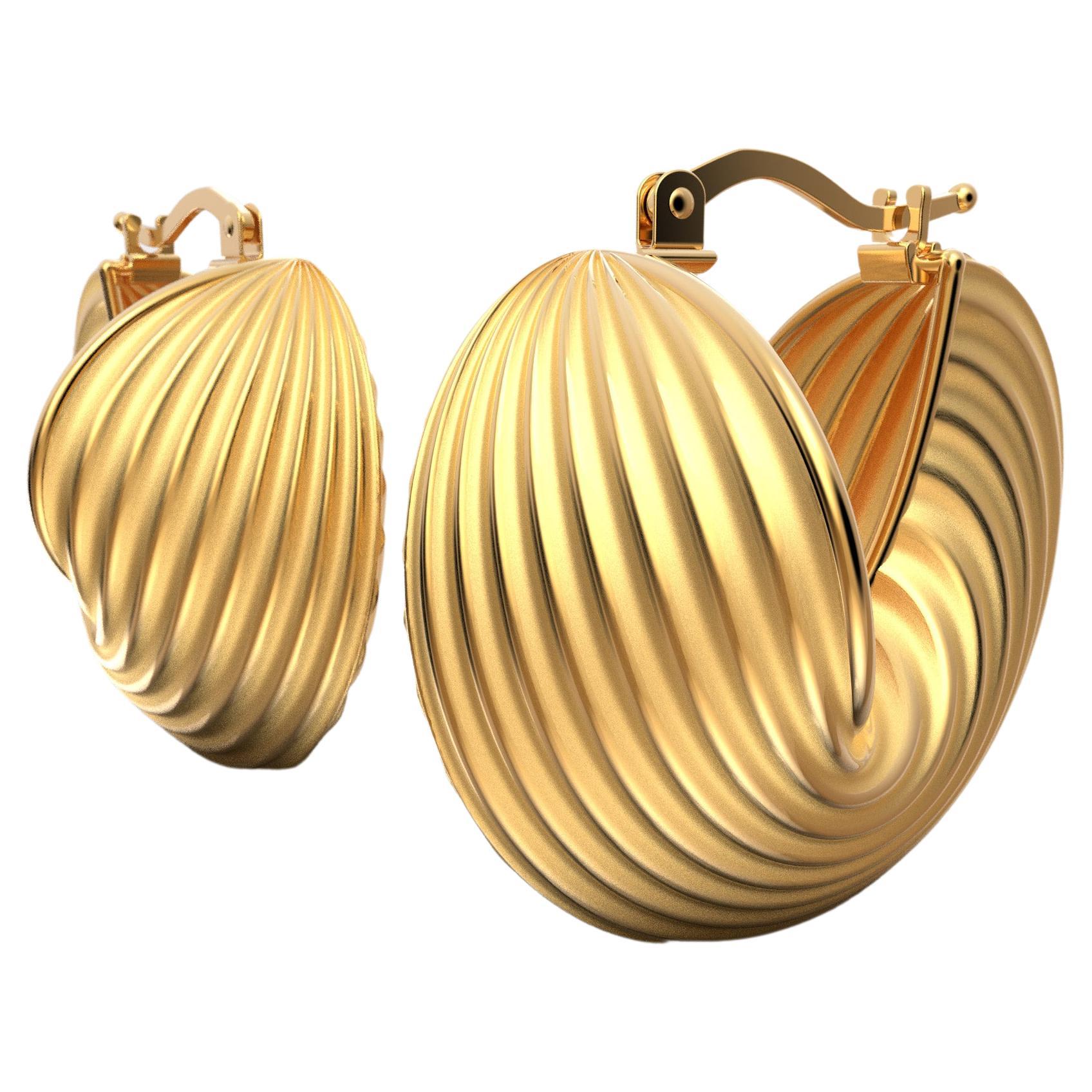 18K Solid Gold Hoop Earrings Designed and Crafted in Italy by Oltremare Gioielli For Sale