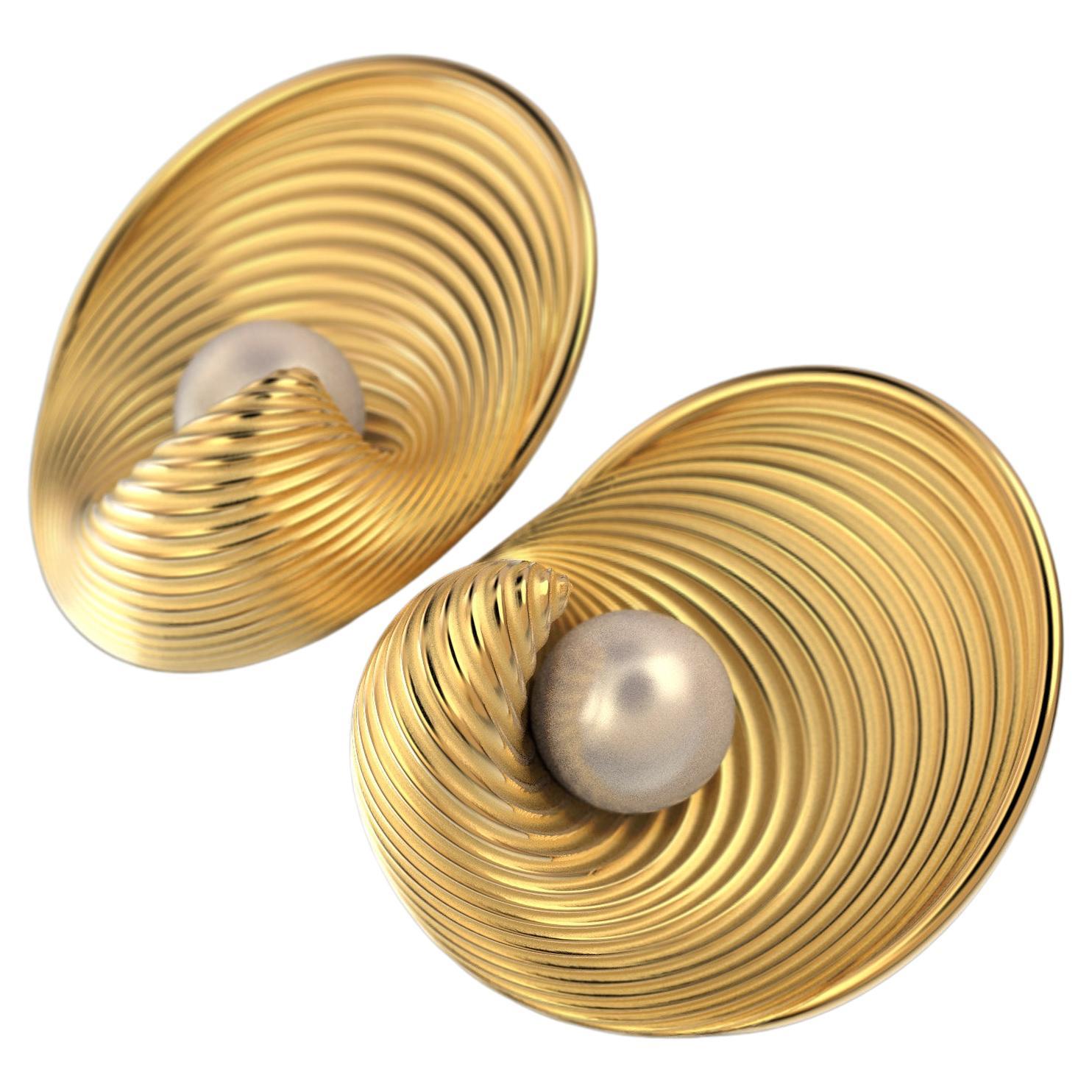 Akoya Pearl 18k Gold Earrings Designed and Crafted in Italy  Oltremare Gioielli For Sale