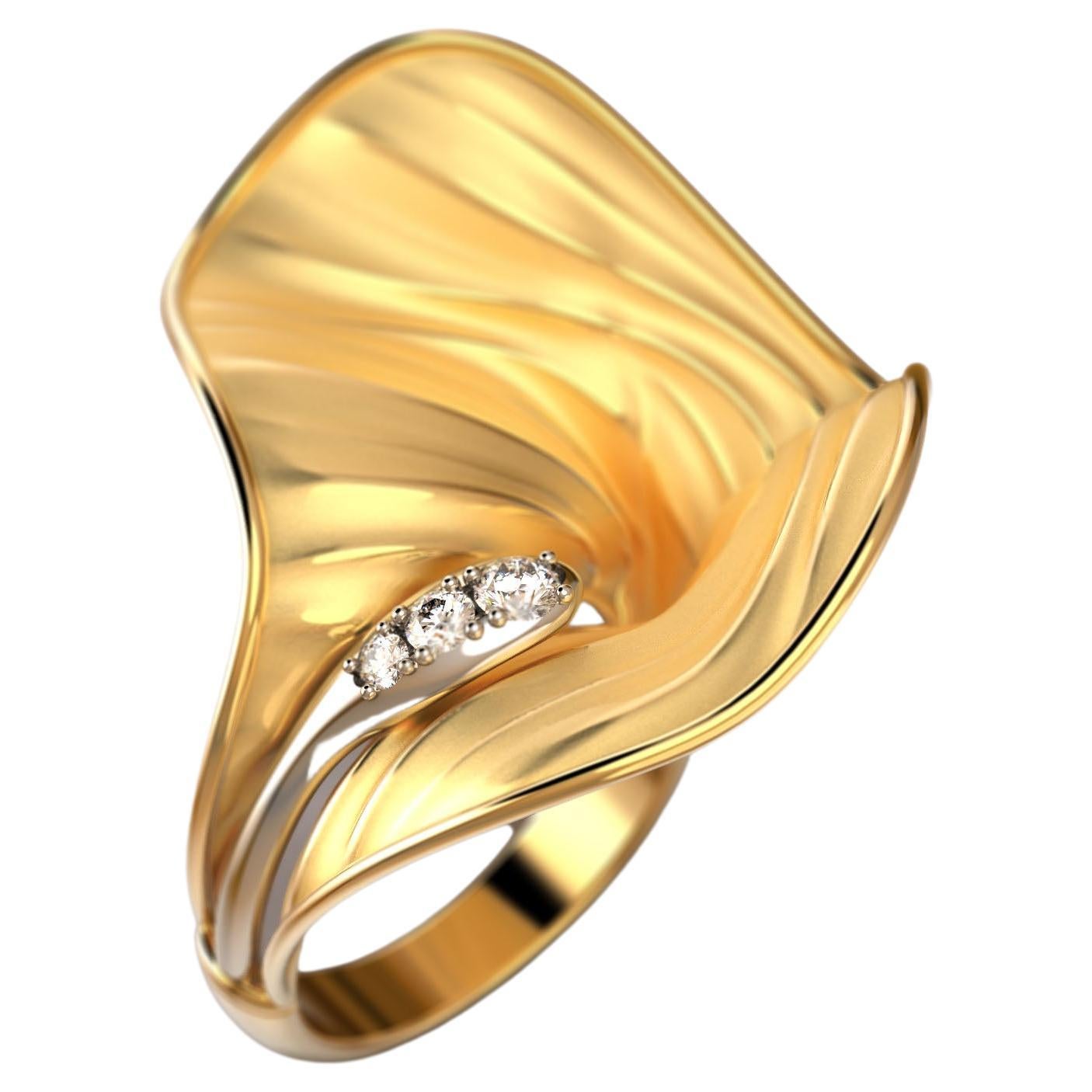 Oltremare Gioielli 18k Gold Ring with Diamonds, Made in Italy Diamond Ring