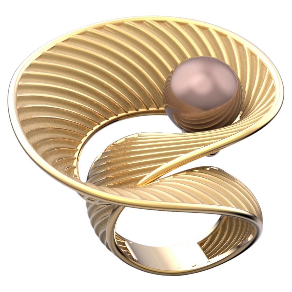Nature Oceania South Sea Purple Pearl Ring Bague en or 14k fabriquée en Italie