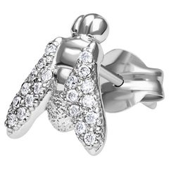 maxi FLY Essential Individual Earring in 18K White Gold with Full Pavé Diamonds