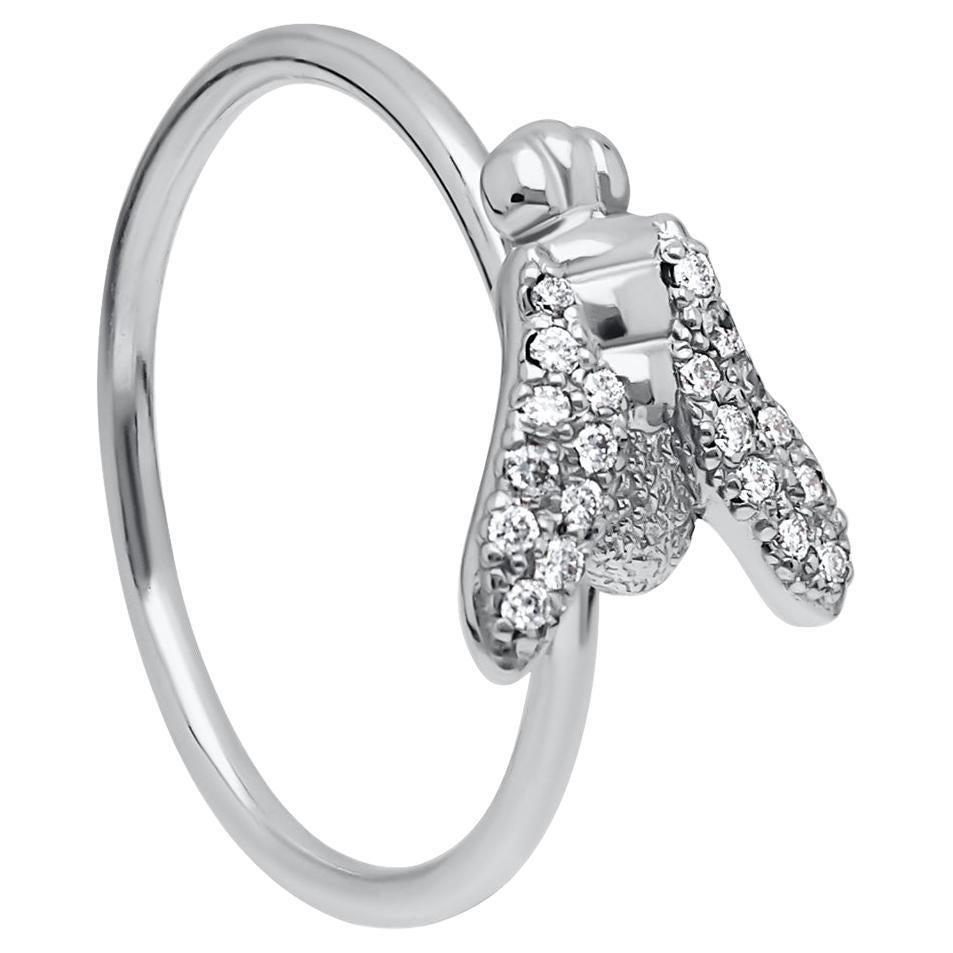 maxi FLY Essential Ring in 18K White Gold with Full Pavé Diamonds - ECH JEWELRY