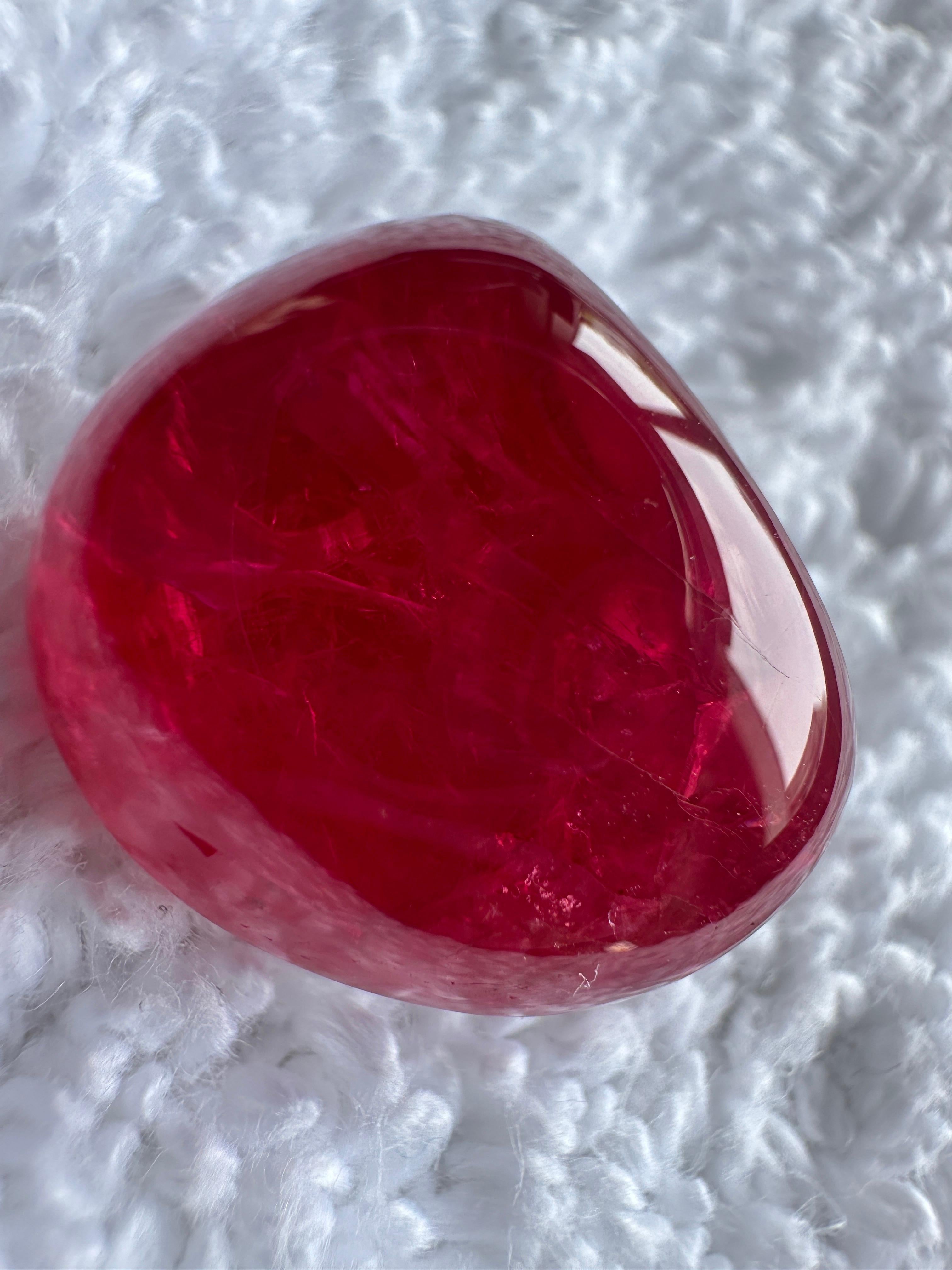 54.83 Carat Burmese Red Spinel Cabochon for Fine Jewelry For Sale 2
