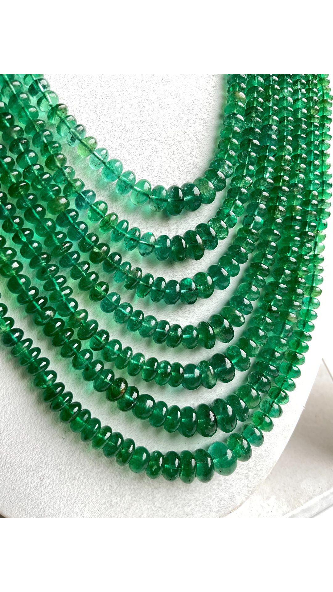 Vivid Green Zambian Emerald Layout Smooth Beads Natural Gemstone Beaded Necklace