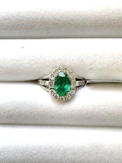 18k Gold Art Deco Emerald Ring 2.05 cts and 1.49 ct Diamonds Fine Jewelry Ring