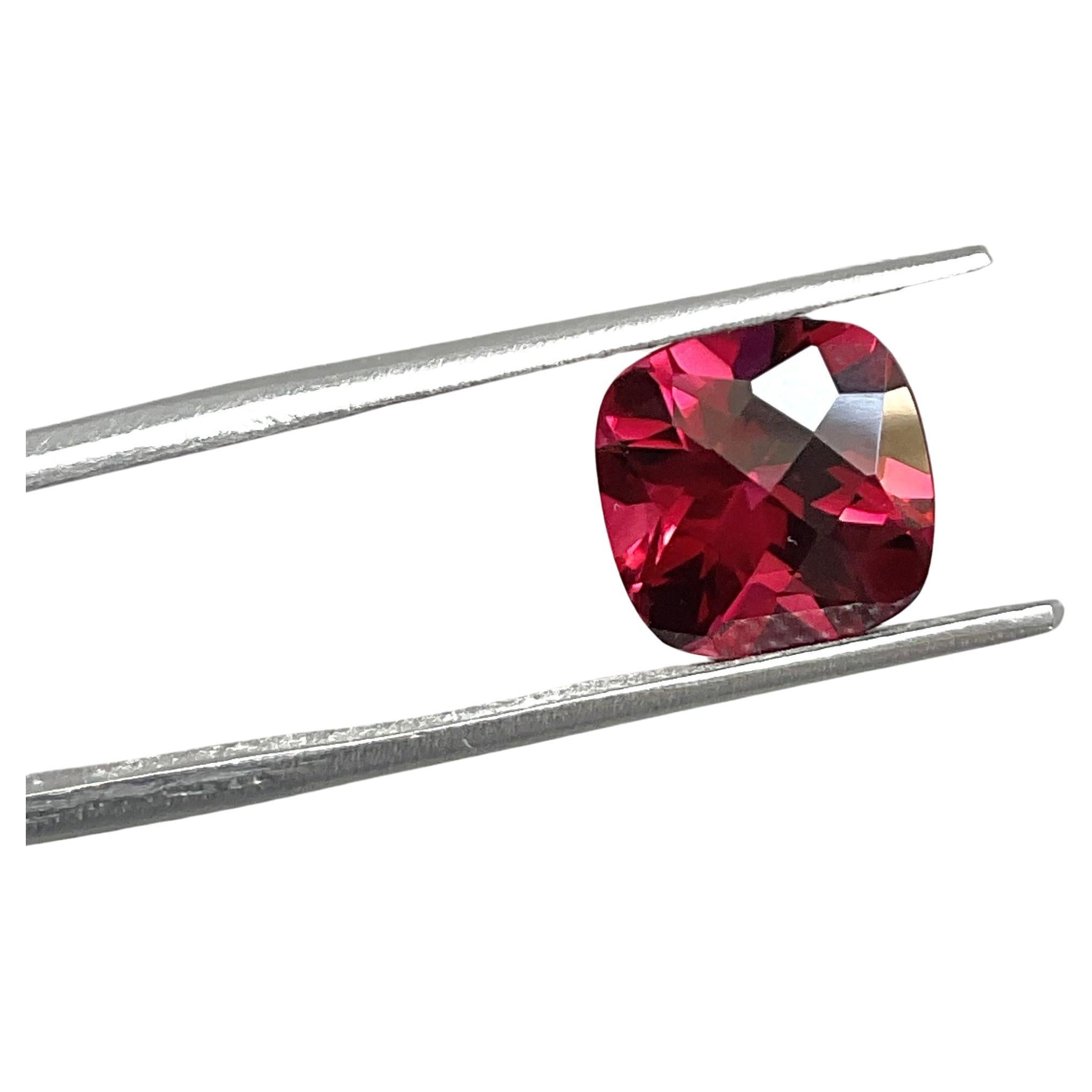 4.15 carats natural red rubellite tourmaline cushion cut louple clean gemstone For Sale