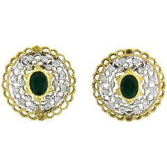 Mario Buccellati Emerald Diamond Gold Earrings 10