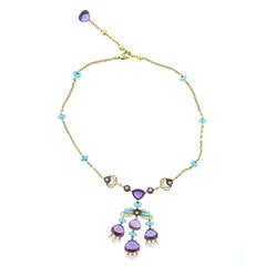 Bulgari Mediterranean Eden Turquoise Amethyst Diamond Gold Neckace 2