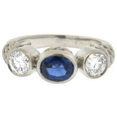Vintage Judith Ripka Sapphire Diamond Gold Ring