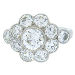 Diamond Platinum Flower Cluster Ring