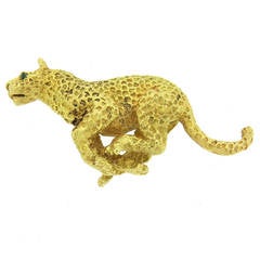 Tiffany & Co. Tsavorite Garnet Gold Leopard Brooch Pin