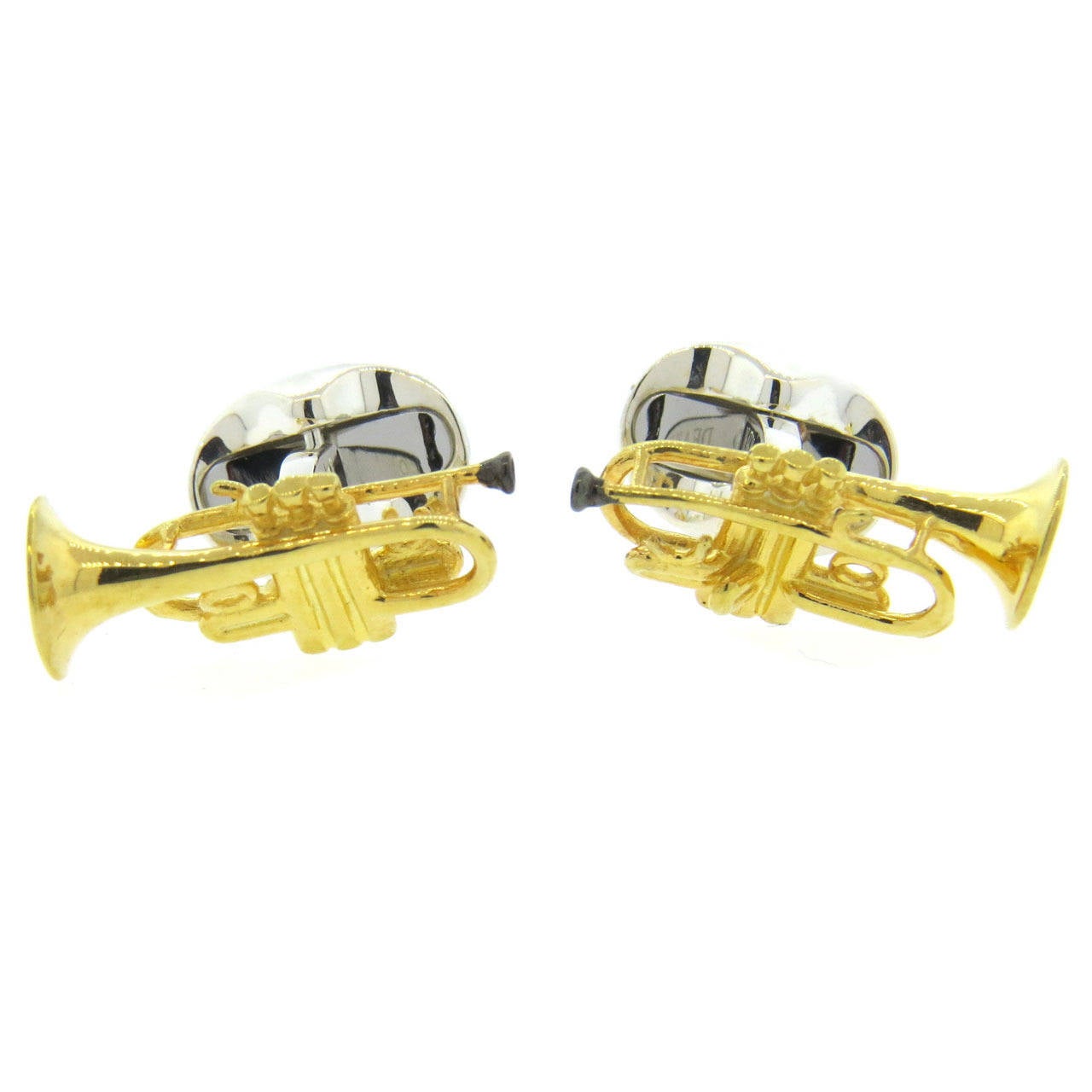 Deakin & Francis Enamel Sterling Silver Trumpet Cufflinks