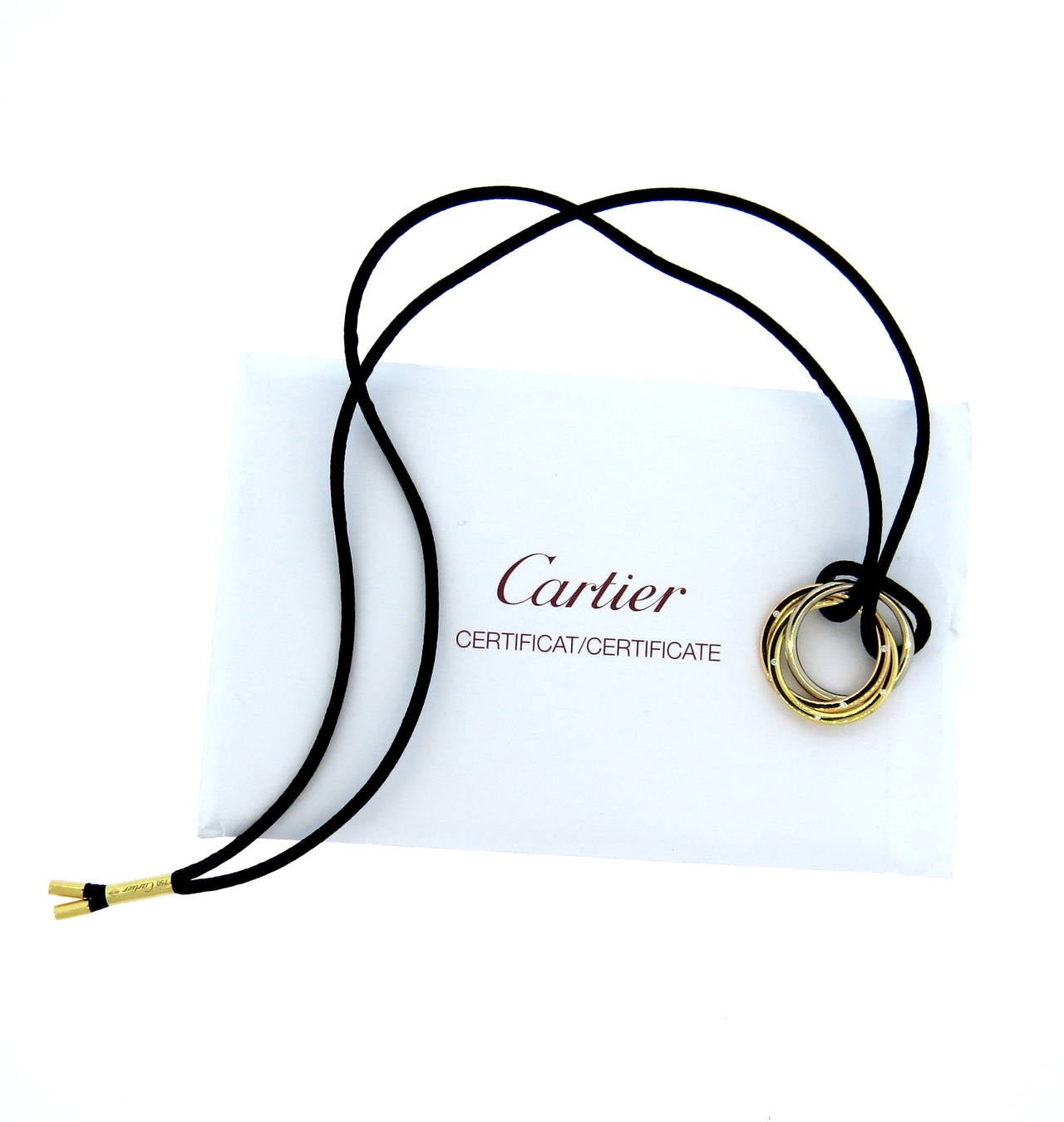 Cartier Trinity Diamond Gold Pendant Necklace In Excellent Condition In Lambertville, NJ