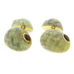 Trianon Shell Citrine Gold Cufflinks