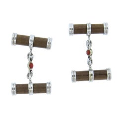 Trianon Wood Coral Gold Cufflinks