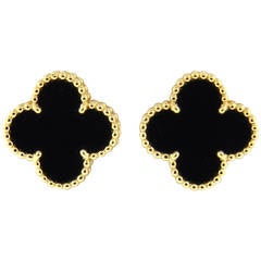 Van Cleef & Arpels VCA Vintage Alhambra Onyx Earrings
