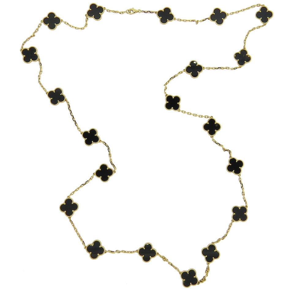 Van Cleef 
Arpels VCA Vintage Alhambra Onyx Gold Necklace
