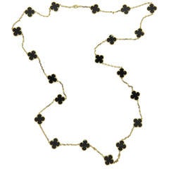 Van Cleef & Arpels VCA Vintage Alhambra Onyx Gold Necklace